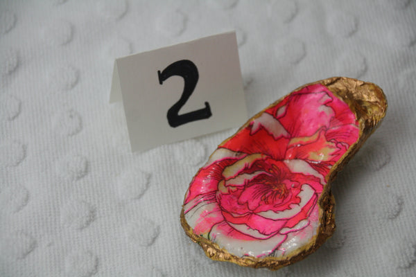 Oyster Trinket Dish (Pink Flowers 3)